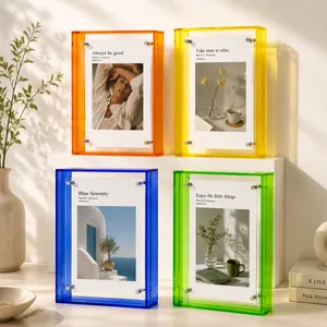 Cadre Photo en Acrylique Coloré Transparent Rectangulaire Pour Présentoir de Table et Montage Mural Style Ins Moderne Décor DIY