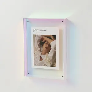 Cadre photo en acrylique coloré irisé pour décoration murale ou de table