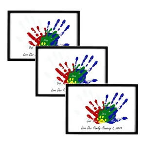 Individueller Familien-Handabdruck DIY Fotorahmen mit bunten Acrylfarben und Namen