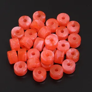 Cuentas de barril de acrílico naranja coral jaspeado para accesorios de bisutería DIY