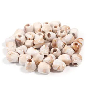 Cuentas de acrílico marmoleado crema y marrón irregulares para creación de joyas