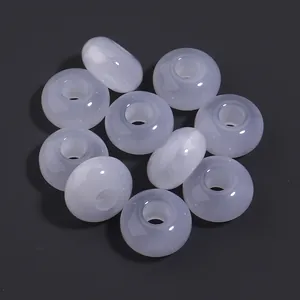 Translucent white acrylic faux jade beads with large holes for DIY jewelry making