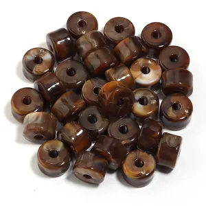 Cuentas de barril de acrílico ámbar vintage con agujeros para crear joyas artesanas