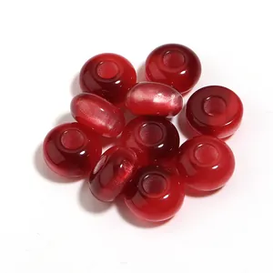 Red cat-eye effect acrylic large hole loose beads for DIY phone chains and bags accessories