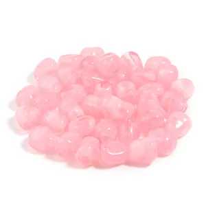 Cuentas de acrílico rosa translúcido con patrón de mármol blanco para joyas hechas a mano