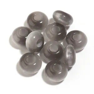 Set of smooth gray and white acrylic large hole beads for DIY jewelry and bag charms accessory.