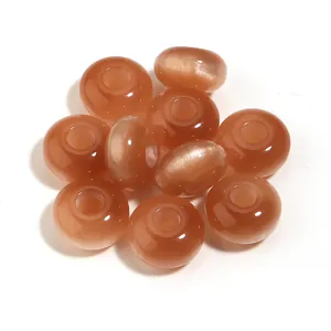 Amber brown acrylic cat-eye beads with large holes for DIY jewelry and bag chains