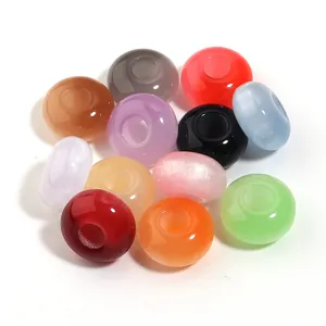 Multi-colored acrylic large-hole beads with imitation jade gradient finish for DIY