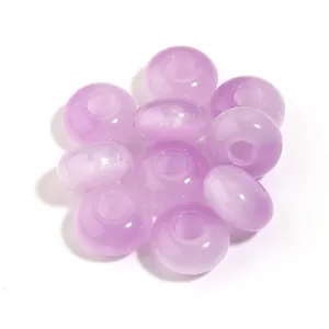 Lavender cat's eye acrylic large hole loose beads for DIY jewelry and phone chain making