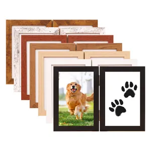 Wooden pet memorial photo frames collection in various wood grain finishes and colors