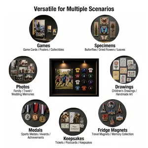 Multi-functional shadow box display case for sports badges, magnets, and photos in various scenarios