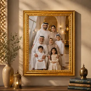 Eleganter verzierter goldener Fotorahmen im Retro-Stil für Wanddeko im Orient-Look