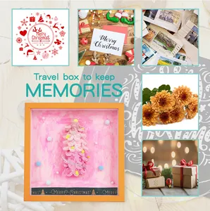 Handmade DIY pink Christmas tree shadow box frame for holiday memories and gift storage