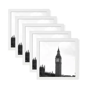 Lot de six cadres photo carrés en bois blanc pour décoration murale ou de table DIY