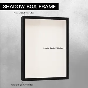 Cadre vitrine noir avec profondeur de 3 cm pour spécimens 3D et fleurs séchées