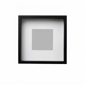 Cadre vitrine noir carré 3D avec profondeur de 3 cm pour fleurs séchées et spécimens