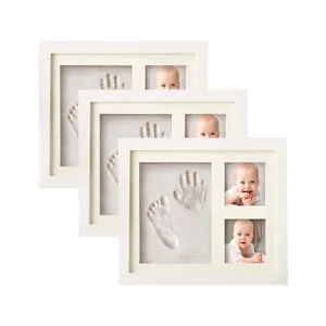 DIY Baby Handprint Footprint Photo Frame Kit Pet Paw Print Keepsake Engineered Wood Picture Frame Home Decor Memorial Gift