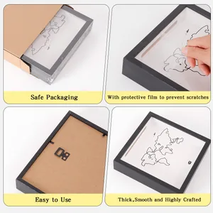 Cadre boîte 3cm pour billets de concert et souvenirs de voyage avec film protecteur