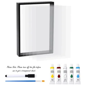 Detailansicht des DIY-Acryl-Handabdruck-Fotorahmen-Sets mit Farben und Pinsel