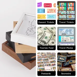Cadre vitrine multicolore de 3 cm de profondeur pour billets, photos et souvenirs