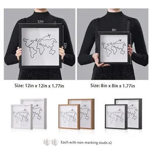 Cadres vitrines noirs pour souvenirs de voyage en tailles 12x12 et 8x8 pouces dispo