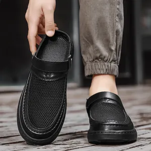 Sandales décontractées pour hommes en maille noire avec une sangle arrière amovible