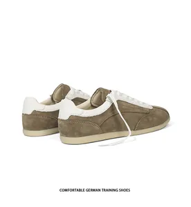 Vintage suede German Army Trainers for men in earth-tone brown finish