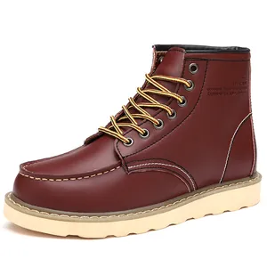 Heren Britse Stijl Echt Runderleer Martin Boots Goodyear Welted Hoge Werklaarzen Casual Outdoor Antislip Schoenen