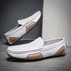 Zapatos de Conducir de Cuero de Vaca Genuino para Hombre Transpirable Slip On Loafers Casual Mocasines con Suela Blanda para Caminar Tamaños Grandes