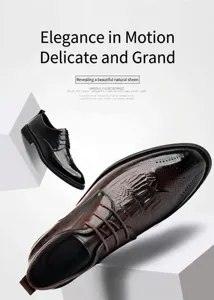 Dettaglio ravvicinato delle incisioni brogue e della trama a coccodrillo sulle scarpe