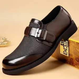 Zapatos casuales de negocios para hombre con hebilla elegante y paneles de malla transpirable