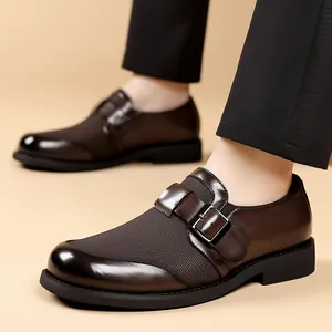 Zapatos monk strap de cuero marrón para hombre informales y elegantes