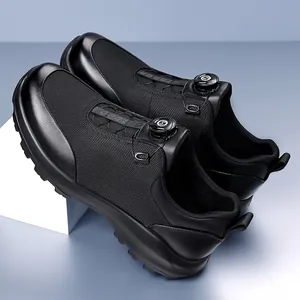 Scarpe da trekking nere da uomo con sistema di allacciatura rotante e suola antiscivolo