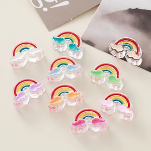 Vibrant acrylic rainbow and cloud beads for DIY jewelry making and handicraft accessories.