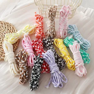 Variety of 5mm houndstooth patterned polyester cords for DIY crafts and keychains