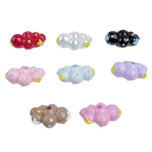 Colorful hand-painted cloud-shaped acrylic beads for DIY jewelry and phone chains