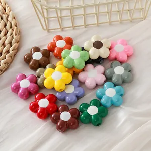 Large Hole Sunflower Acrylic Beads Baked Paint Multi Color Sunflower Spacer Beads DIY Jewelry Making Craft Accessories
