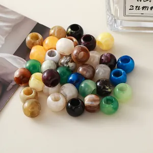 Variedad de cuentas de acrílico marmoleado con agujero grande para bisutería DIY