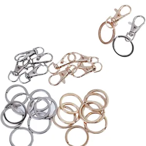 Assorted alloy lobster clasps and split keychain rings for DIY craft and bag accessories