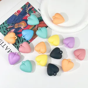 A variety of colorful acrylic heart charms for DIY jewelry and keychain accessories