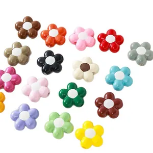 Colorful acrylic sunflower beads with large holes for DIY jewelry and bag pendants