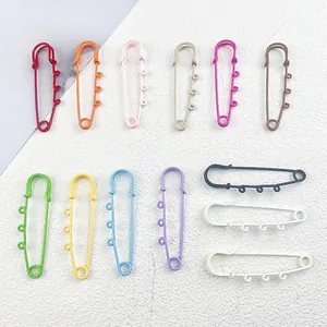 Set of colorful painted large safety pins for DIY bag charms and keychain accessories