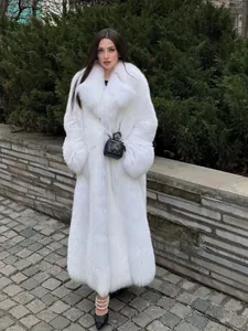Cappotto Lungo in Pelliccia Sintetica da Donna Finta Pelliccia di Volpe Invernale Caldo Soprabito Elegante Collo a Revers Giacca Pelosa