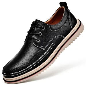 Men's Business Casual Leather Shoes Big Size Litchi Texture British Style Lace-up Derby Shoes For Office Daily Wear