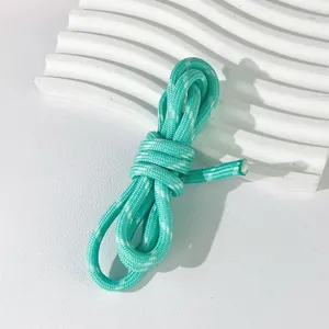 Close-up of 5mm mint green braided polyester cord for DIY handmade jewelry