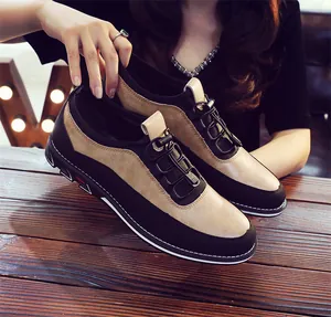 Detail view of breathable men's leather slip-on loafers for casual business use