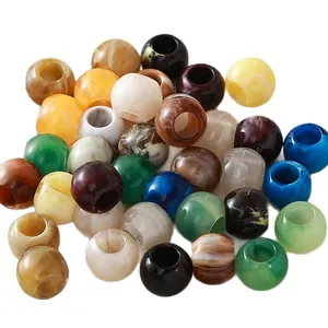 Cuentas de acrílico marmoleadas de colores con agujeros grandes para joyeria DIY