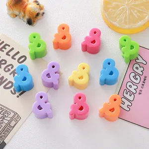 Acrylic Ampersand Symbol Loose Beads Candy Color Dopamine Style DIY Jewelry Making Findings Small Straight Hole Beads For Phone Chain