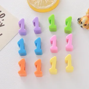 Close-up detail of colorful 6mm large hole acrylic number one beads for DIY handmade jewelry