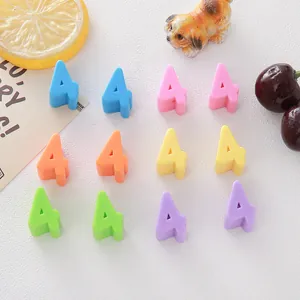 High-quality detail of 6mm candy-colored acrylic number 4 beads for DIY craft making